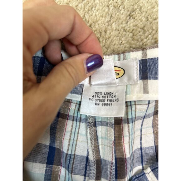 Talbots Cropped Ankle Pants Women's Plaid Metallic Linen Cotton Size 18 - Picture 5 of 13